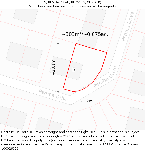 5, PEMBA DRIVE, BUCKLEY, CH7 2HQ: Plot and title map