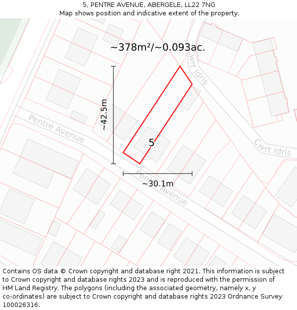 5, PENTRE AVENUE, ABERGELE, LL22 7NG: Plot and title map