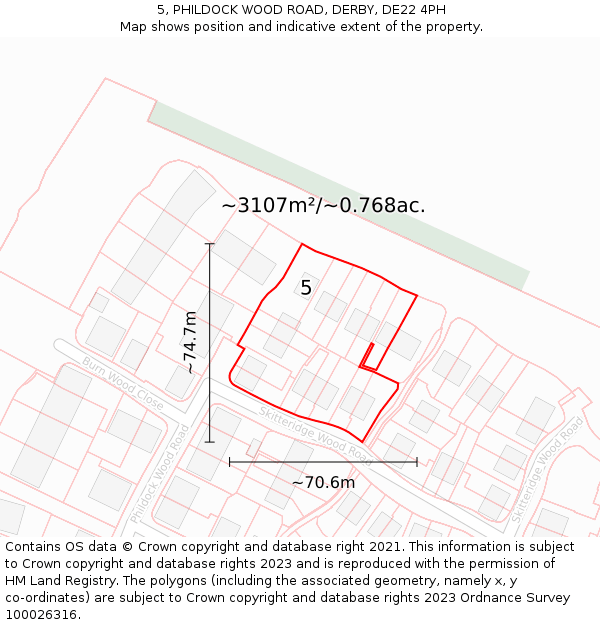 5, PHILDOCK WOOD ROAD, DERBY, DE22 4PH: Plot and title map