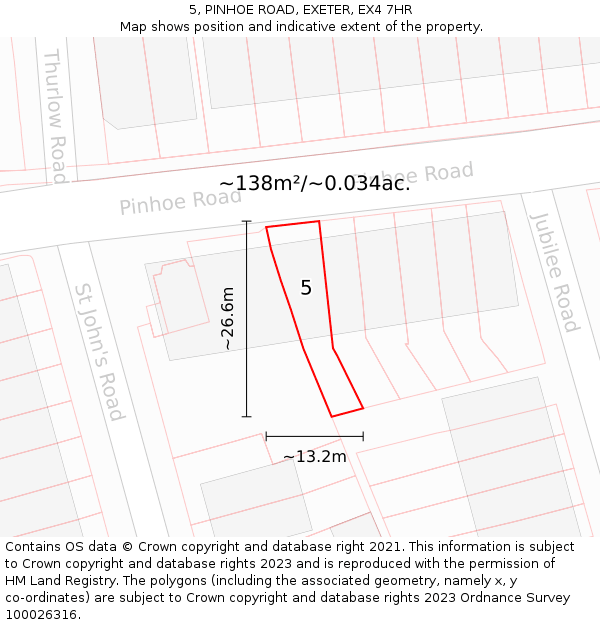 5, PINHOE ROAD, EXETER, EX4 7HR: Plot and title map