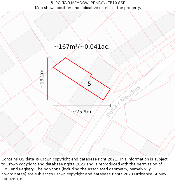 5, POLTAIR MEADOW, PENRYN, TR10 8SF: Plot and title map