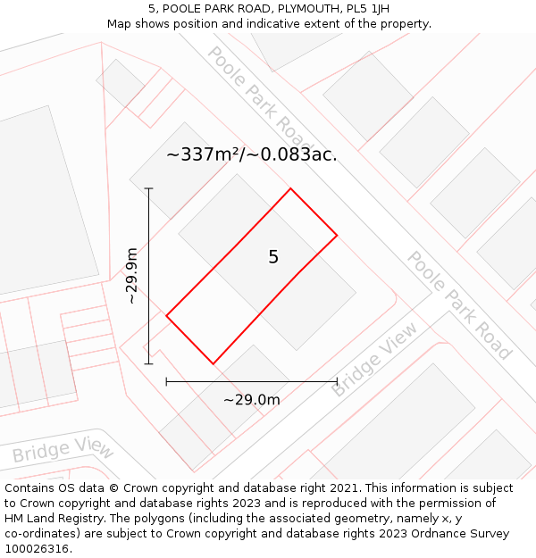 5, POOLE PARK ROAD, PLYMOUTH, PL5 1JH: Plot and title map