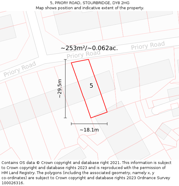 5, PRIORY ROAD, STOURBRIDGE, DY8 2HG: Plot and title map