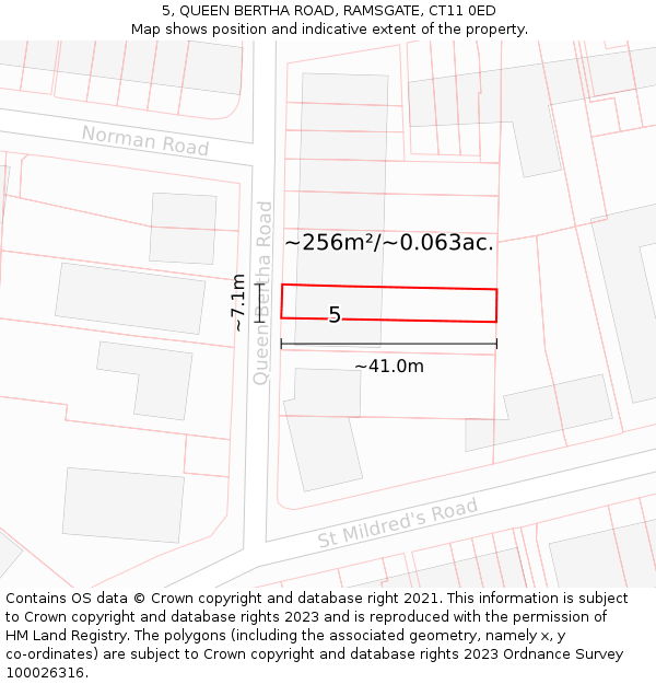 5, QUEEN BERTHA ROAD, RAMSGATE, CT11 0ED: Plot and title map