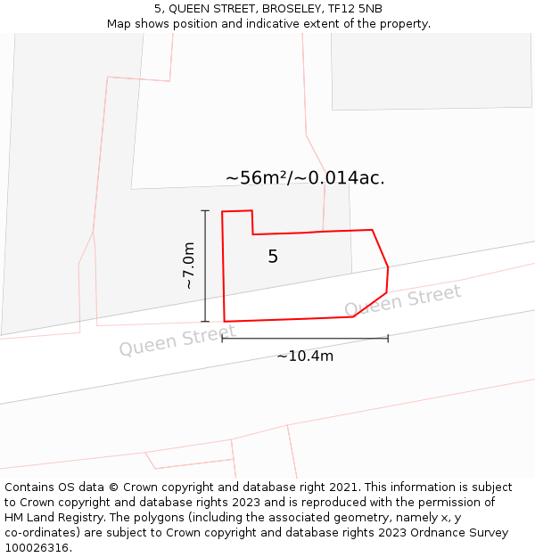 5, QUEEN STREET, BROSELEY, TF12 5NB: Plot and title map