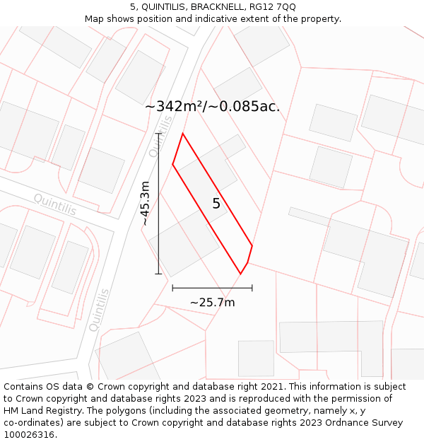 5, QUINTILIS, BRACKNELL, RG12 7QQ: Plot and title map