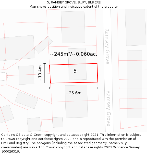 5, RAMSEY GROVE, BURY, BL8 2RE: Plot and title map