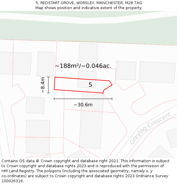 5, REDSTART GROVE, WORSLEY, MANCHESTER, M28 7AG: Plot and title map