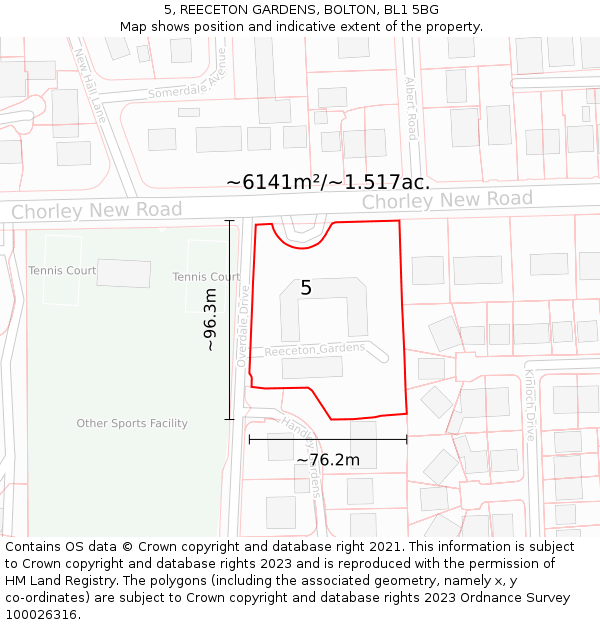 5, REECETON GARDENS, BOLTON, BL1 5BG: Plot and title map