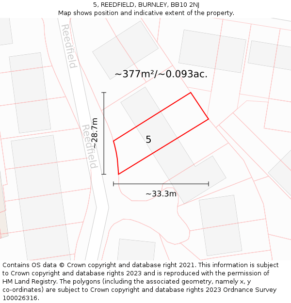 5, REEDFIELD, BURNLEY, BB10 2NJ: Plot and title map