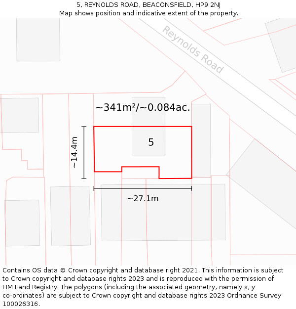 5, REYNOLDS ROAD, BEACONSFIELD, HP9 2NJ: Plot and title map