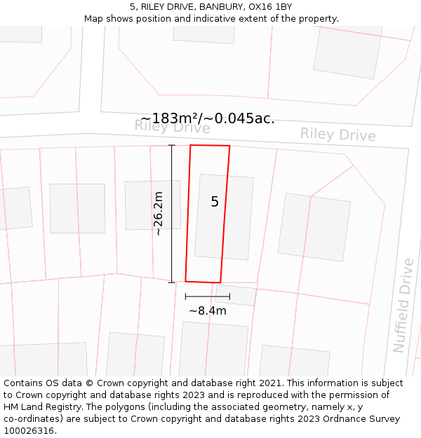 5, RILEY DRIVE, BANBURY, OX16 1BY: Plot and title map