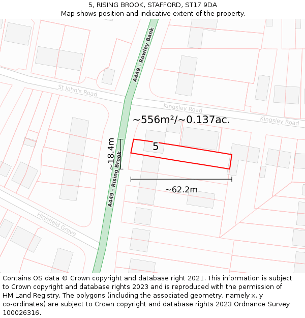 5, RISING BROOK, STAFFORD, ST17 9DA: Plot and title map