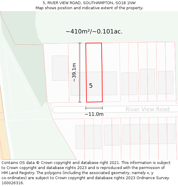 5, RIVER VIEW ROAD, SOUTHAMPTON, SO18 1NW: Plot and title map