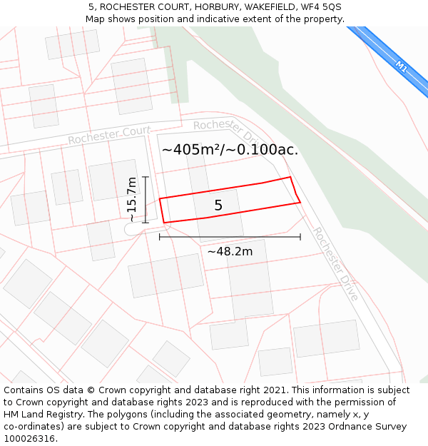 5, ROCHESTER COURT, HORBURY, WAKEFIELD, WF4 5QS: Plot and title map