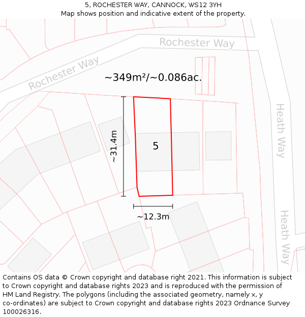 5, ROCHESTER WAY, CANNOCK, WS12 3YH: Plot and title map