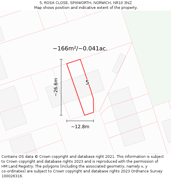 5, ROSA CLOSE, SPIXWORTH, NORWICH, NR10 3NZ: Plot and title map