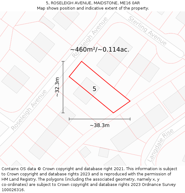 5, ROSELEIGH AVENUE, MAIDSTONE, ME16 0AR: Plot and title map