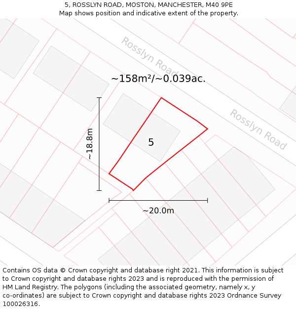 5, ROSSLYN ROAD, MOSTON, MANCHESTER, M40 9PE: Plot and title map