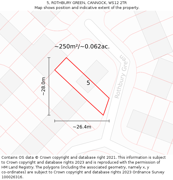 5, ROTHBURY GREEN, CANNOCK, WS12 2TR: Plot and title map