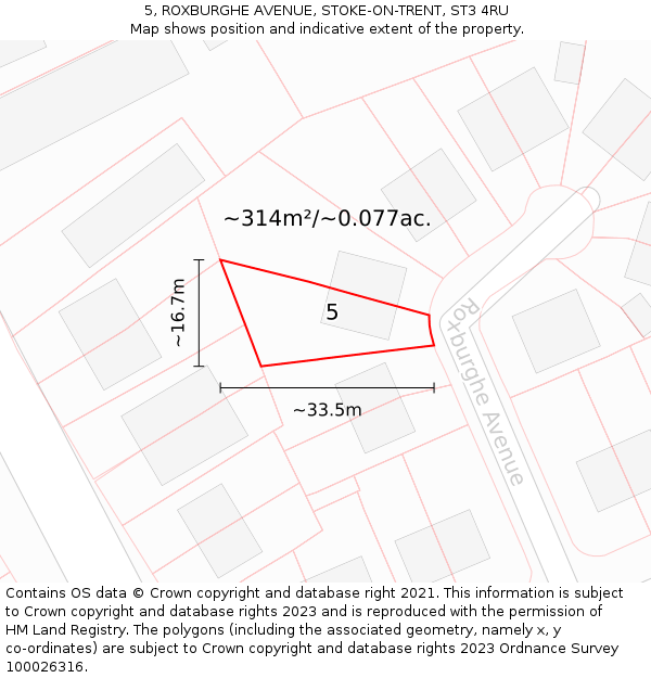 5, ROXBURGHE AVENUE, STOKE-ON-TRENT, ST3 4RU: Plot and title map