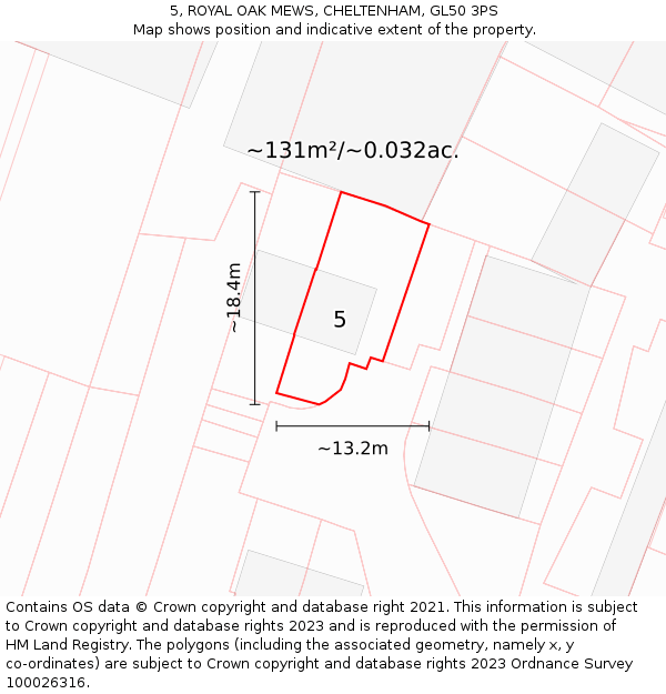 5, ROYAL OAK MEWS, CHELTENHAM, GL50 3PS: Plot and title map