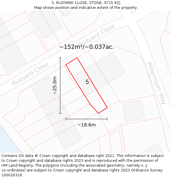 5, RUDYARD CLOSE, STONE, ST15 8ZJ: Plot and title map