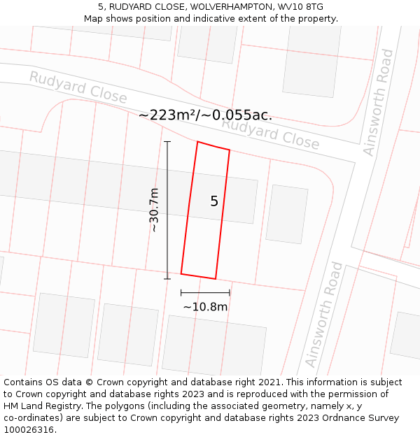 5, RUDYARD CLOSE, WOLVERHAMPTON, WV10 8TG: Plot and title map