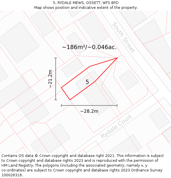 5, RYDALE MEWS, OSSETT, WF5 8PD: Plot and title map