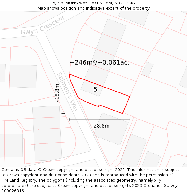 5, SALMONS WAY, FAKENHAM, NR21 8NG: Plot and title map