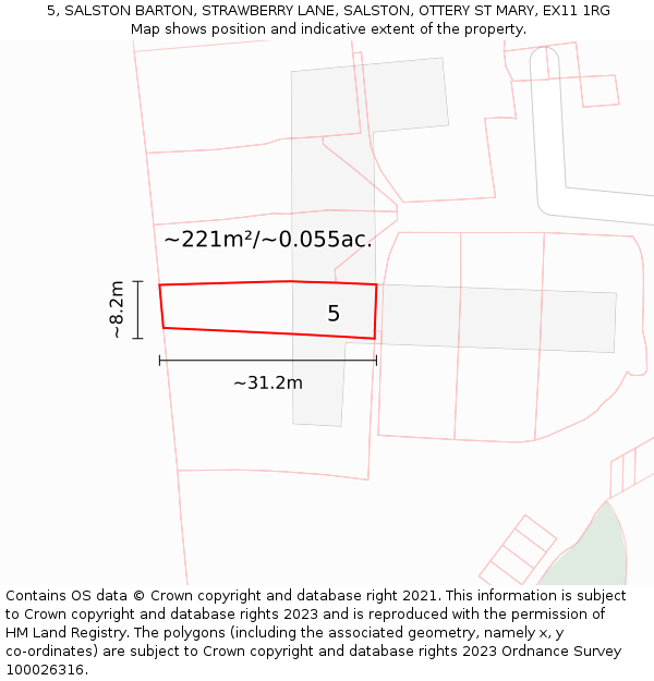 5, SALSTON BARTON, STRAWBERRY LANE, SALSTON, OTTERY ST MARY, EX11 1RG: Plot and title map