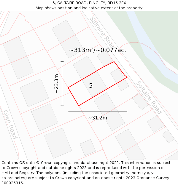 5, SALTAIRE ROAD, BINGLEY, BD16 3EX: Plot and title map