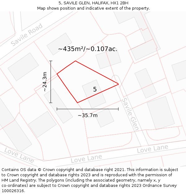 5, SAVILE GLEN, HALIFAX, HX1 2BH: Plot and title map