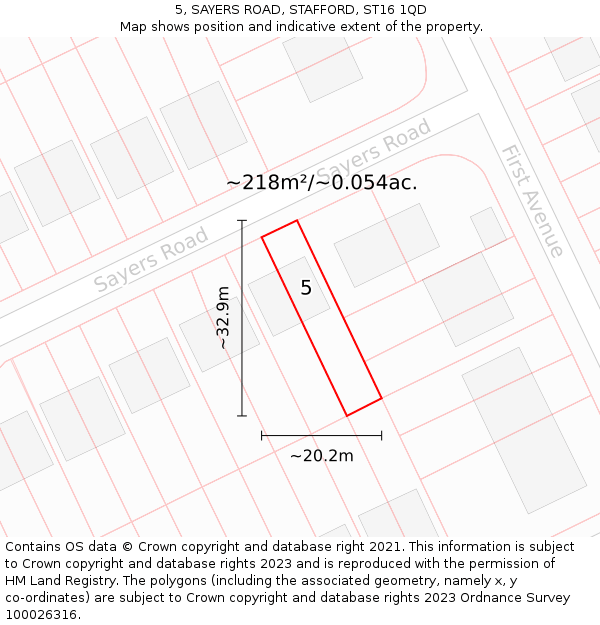 5, SAYERS ROAD, STAFFORD, ST16 1QD: Plot and title map