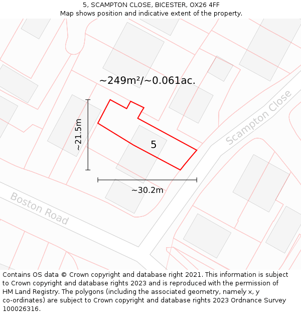 5, SCAMPTON CLOSE, BICESTER, OX26 4FF: Plot and title map