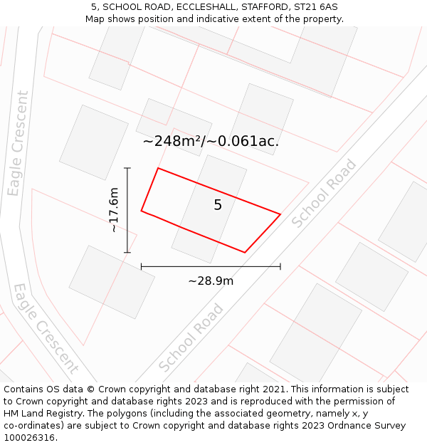 5, SCHOOL ROAD, ECCLESHALL, STAFFORD, ST21 6AS: Plot and title map