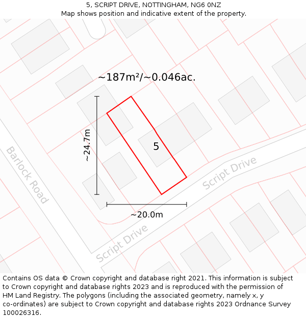 5, SCRIPT DRIVE, NOTTINGHAM, NG6 0NZ: Plot and title map