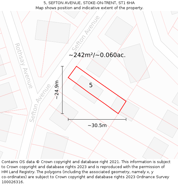 5, SEFTON AVENUE, STOKE-ON-TRENT, ST1 6HA: Plot and title map