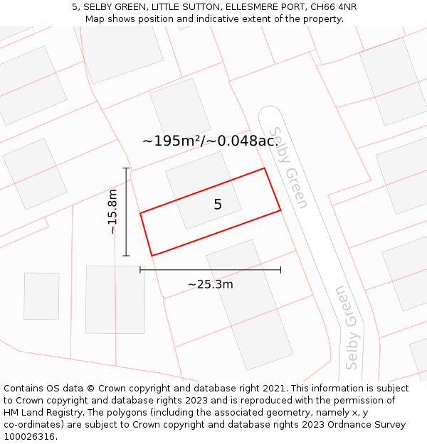 5, SELBY GREEN, LITTLE SUTTON, ELLESMERE PORT, CH66 4NR: Plot and title map