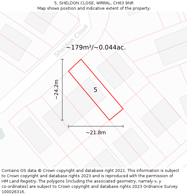 5, SHELDON CLOSE, WIRRAL, CH63 9NR: Plot and title map