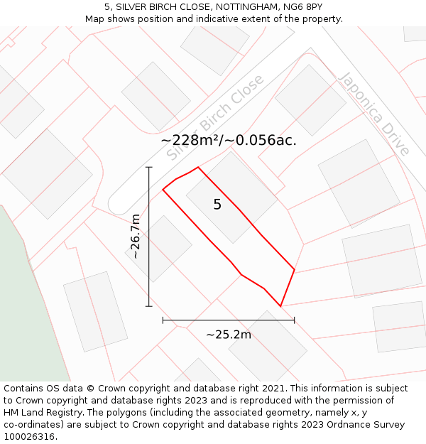 5, SILVER BIRCH CLOSE, NOTTINGHAM, NG6 8PY: Plot and title map