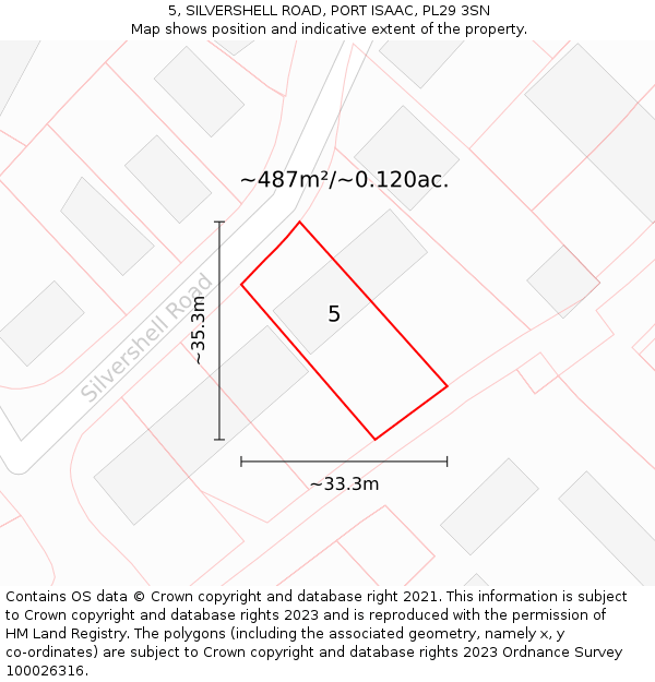 5, SILVERSHELL ROAD, PORT ISAAC, PL29 3SN: Plot and title map