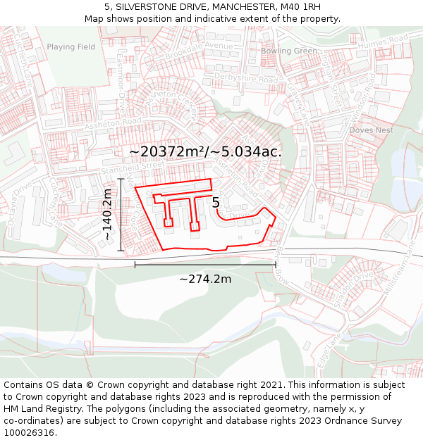 5, SILVERSTONE DRIVE, MANCHESTER, M40 1RH: Plot and title map