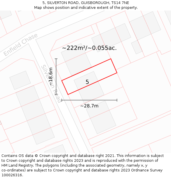 5, SILVERTON ROAD, GUISBOROUGH, TS14 7NE: Plot and title map