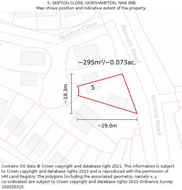 5, SKIPTON CLOSE, NORTHAMPTON, NN4 0RB: Plot and title map