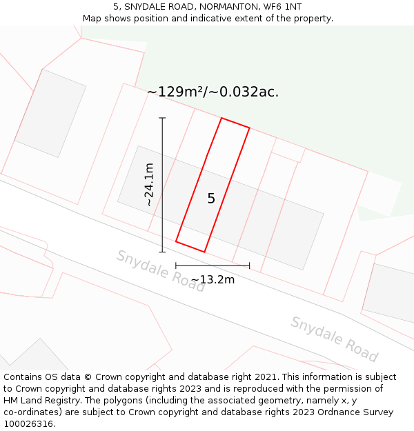 5, SNYDALE ROAD, NORMANTON, WF6 1NT: Plot and title map