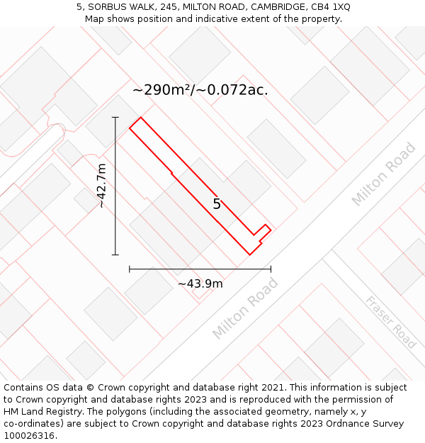 5, SORBUS WALK, 245, MILTON ROAD, CAMBRIDGE, CB4 1XQ: Plot and title map