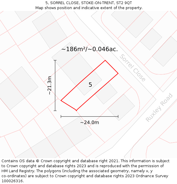 5, SORREL CLOSE, STOKE-ON-TRENT, ST2 9QT: Plot and title map