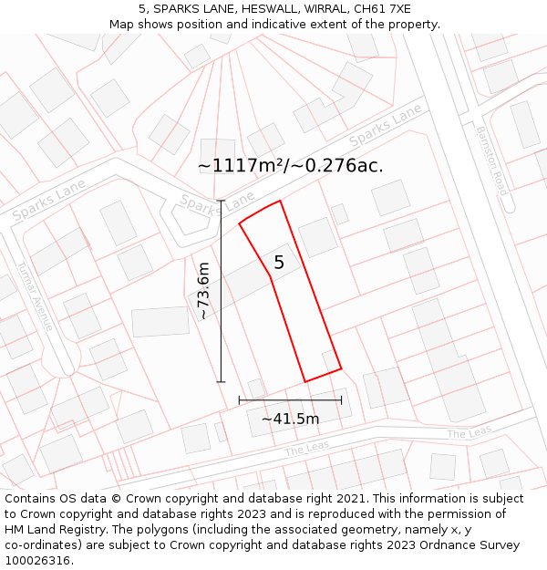 5, SPARKS LANE, HESWALL, WIRRAL, CH61 7XE: Plot and title map