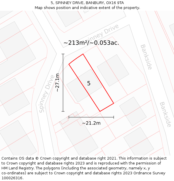 5, SPINNEY DRIVE, BANBURY, OX16 9TA: Plot and title map